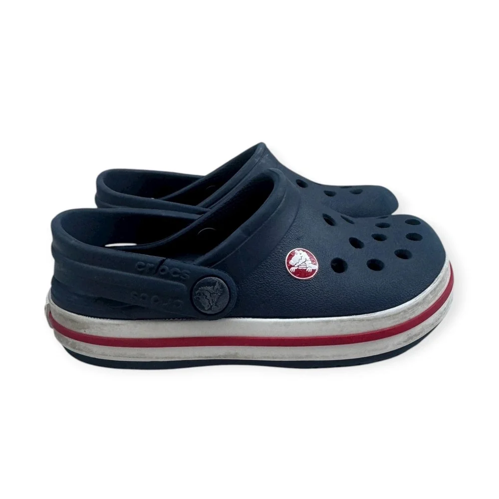 Kids Navy Blue Crocs Classic Lined Clogs Size 7‎ Comfort Shoes